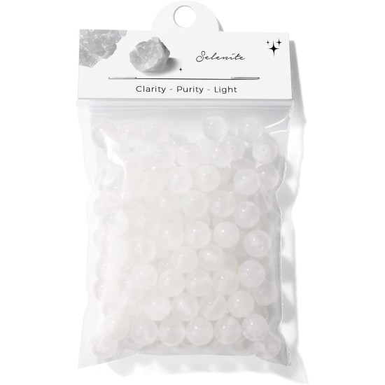 Raicegs 100 pièces 8mm perles de sélénite perles de pierres précieuses naturelles perles rondes en vrac pour la fabrication de bijoux bracelets à faire soi-même collier Raicegs 100 pièces 8mm perles de sélénite perles de pierres précieuses naturelles perles rondes en vrac pour la fabrication de bijoux bracelets à faire soi-même collier