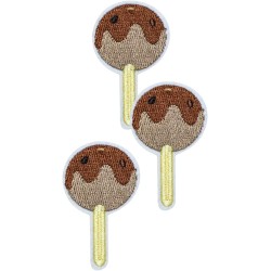 Mini sucette chocolat dessin animé broderie badge brodé thermocollant à coudre pour vêtements jeans veste polo t-shirt chapeau sac chaussures sacs à dos (3 pièces)