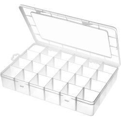 Grande boîte de rangement en plastique à 24 grilles, séparateurs réglables, boîte de rangement transparente pour bijoux, loisirs créatifs, rubans Washi, perles et petites pièces