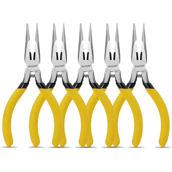BOOSDEN Lot de 5 petites pinces à bec effilé de 12,7 cm, pinces à bec long de précision avec coupe latérale et ressort, mini pinces à pointe fine pour la fabrication de bijoux pour l'électronique, l'artisanat, le bricolage, les perles, le modélisme