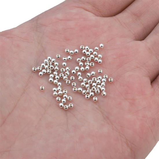 Perles rondes en argent Sterling 925, 2mm, 100 pièces, pour la fabrication de bijoux