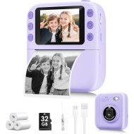 Appareil photo à impression instantanée pour enfants, cadeaux d'anniversaire de Noël pour filles et garçons, appareils photo à impression numérique instantanée 1080P pour tout-petits, jouet portable pour fille de 4 5 6 7 8 9 10 ans avec carte SD de 32 Go,