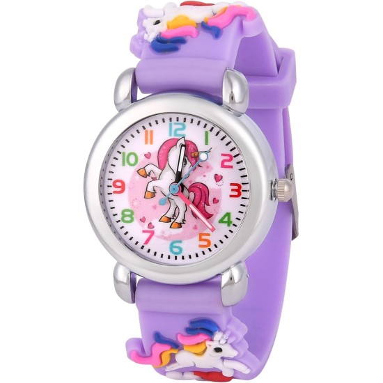 Montre pour enfants, montres de dessin animé 3D pour tout-petits, montres à quartz analogiques pour filles et garçons avec bracelet en silicone confortable, meilleurs cadeaux de jouets pour filles et garçons âgés de 3 à 12 ans