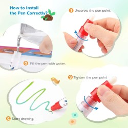 Tapis de gribouillage à l'eau – Tableau de jouets pour enfants, peinture, écriture, gribouillage – Tapis de dessin couleur avec stylos magiques, jouets éducatifs pour enfants de 3, 4, 5, 6, 7, 8, 9, 10, 11, 12 ans, filles, garçons, cadeau pour tout-petits