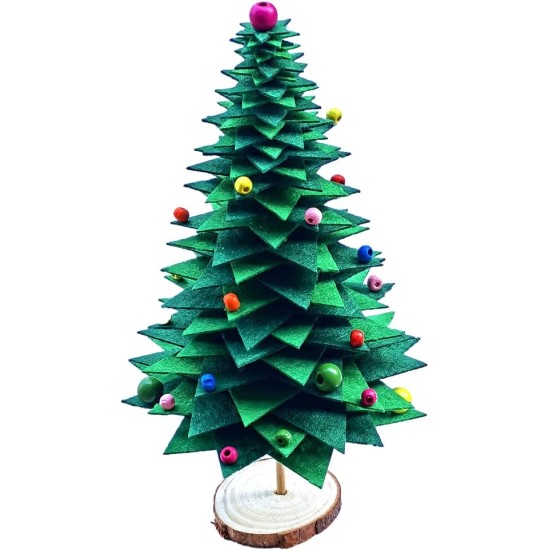 Inf-way Kit de bricolage pour sapin de Noël en feutre, mini décoration de sapin de Noël fait à la main, fournitures artisanales festives avec feuilles de feutre et ornements pour décoration de vacances (1)