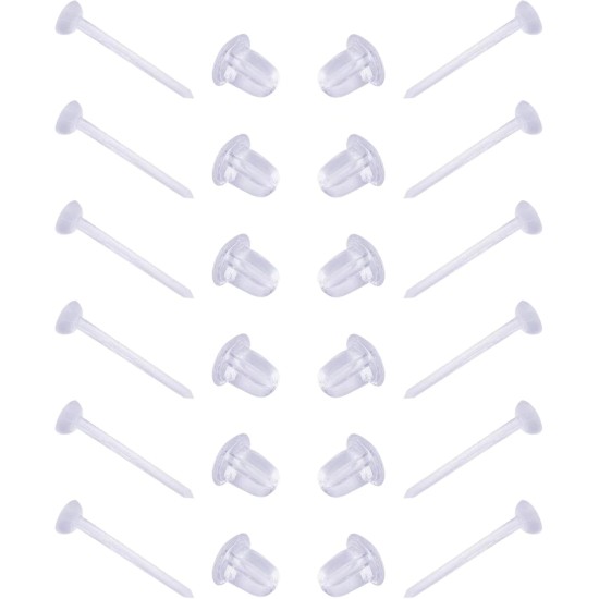 Boucles d'oreilles transparentes pour le sport/travail, boucles d'oreilles en plastique de 3 mm pour oreilles sensibles, clous transparents invisibles, 100 paires de fermoirs de boucles d'oreilles et clous vierges (100 pièces/50 paires) Boucles d'oreilles transparentes pour le sport/travail, boucles d'oreilles en plastique de 3 mm pour oreilles sensibles, clous transparents invisibles, 100 paires de fermoirs de boucles d'oreilles et clous vierges (100 pièces/50 paires)