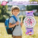 Montre pour enfants, montres de dessin animé 3D pour tout-petits, montres à quartz analogiques pour filles et garçons avec bracelet en silicone confortable, meilleurs cadeaux de jouets pour filles et garçons âgés de 3 à 12 ans