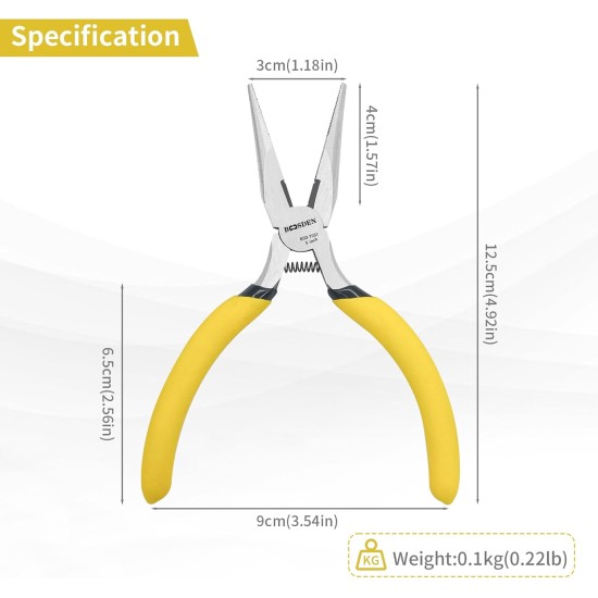 BOOSDEN Lot de 5 petites pinces à bec effilé de 12,7 cm, pinces à bec long de précision avec coupe latérale et ressort, mini pinces à pointe fine pour la fabrication de bijoux pour l'électronique, l'artisanat, le bricolage, les perles, le modélisme