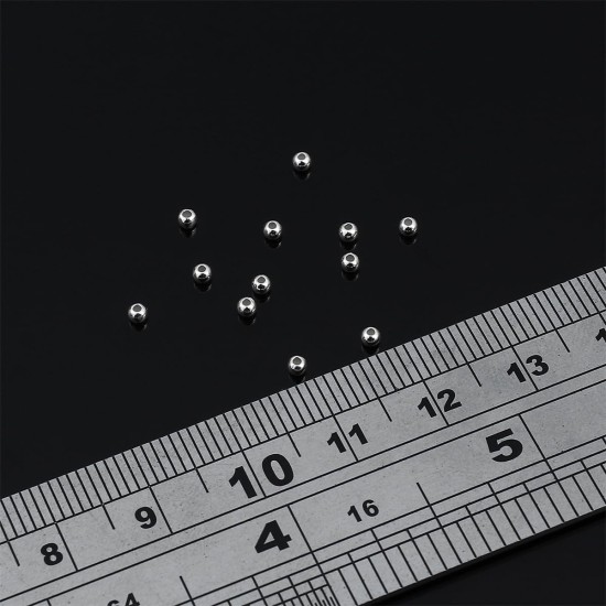 Perles rondes en argent Sterling 925, 2mm, 100 pièces, pour la fabrication de bijoux