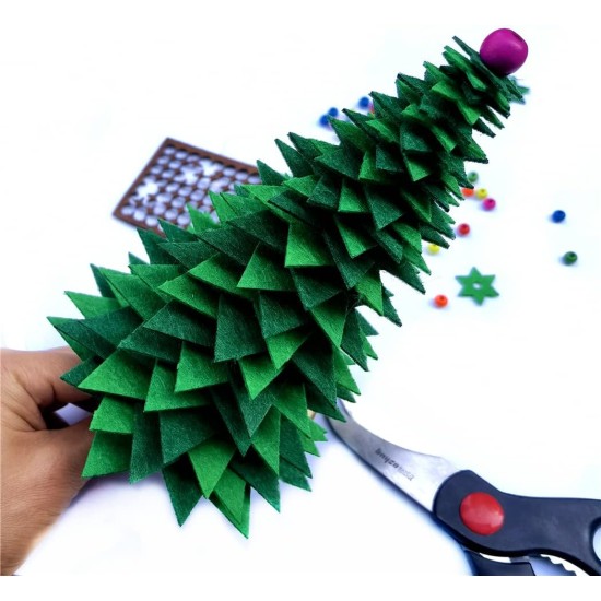 Inf-way Kit de bricolage pour sapin de Noël en feutre, mini décoration de sapin de Noël fait à la main, fournitures artisanales festives avec feuilles de feutre et ornements pour décoration de vacances (1)