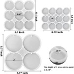 RESINWORLD Ensemble de 25 cavités de moules en silicone à cercle plat brillant de grande, moyenne et petite taille, boucles d'oreilles rondes percées, pendentif, porte-clés, moule en résine pour étiquette d'animal de compagnie