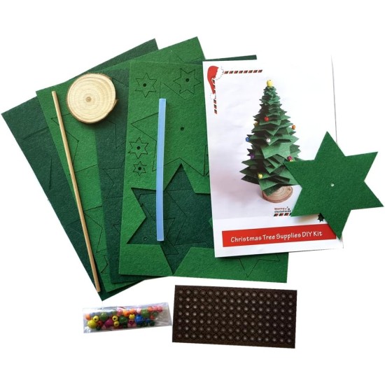 Inf-way Kit de bricolage pour sapin de Noël en feutre, mini décoration de sapin de Noël fait à la main, fournitures artisanales festives avec feuilles de feutre et ornements pour décoration de vacances (1)