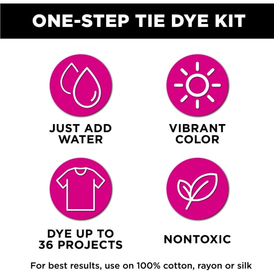 Kit de teinture par nouage en une étape Tulip Fabric 36028 Fdy Super Big Kit de teinture par nouage 12 couleurs, comme détaillé