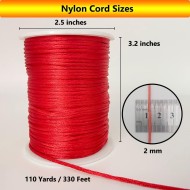 2 mm 330 Pieds Cordon en Nylon Satiné pour la Fabrication de Bijoux Bracelet Colliers Fil de Perles Queue de Rat Macramé Kumihimo Noeud Chinois Artisanat Rouge