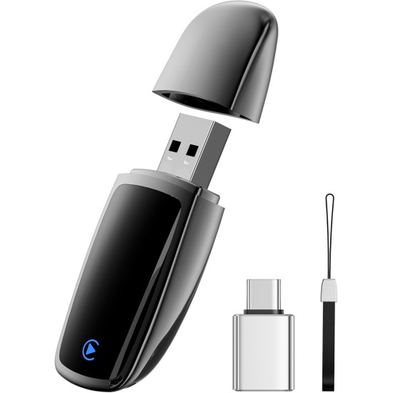 Adaptateur CarPlay sans fil pour Apple iPhone (mise à niveau 2026) - Convertissez CarPlay filaire en adaptateur sans fil CarPlay, connexion stable compatible avec les véhicules CarPlay filaires OEM et iOS 10+ (noir)