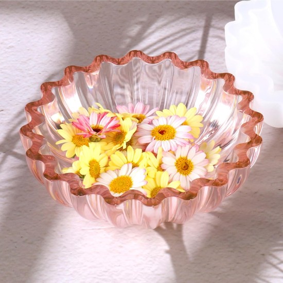 Moules en résine pour bol, 5,24 x 1,65 pouces, plateau de fleurs, moules en silicone pour résine, moules en résine époxy pour porte-bijoux, boîte à bibelots, bougeoir