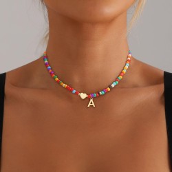 Cadeaux de panier de Pâques pour enfants filles – Collier avec initiales de perles colorées pour adolescentes, accessoires tendance, collier ras du cou avec lettres délicates, cadeaux d'anniversaire, de Pâques pour les tout-petits et les adolescents Cadeaux de panier de Pâques pour enfants filles – Collier avec initiales de perles colorées pour adolescentes, accessoires tendance, collier ras du cou avec lettres délicates, cadeaux d'anniversaire, de Pâques pour les tout-petits et les adolescents