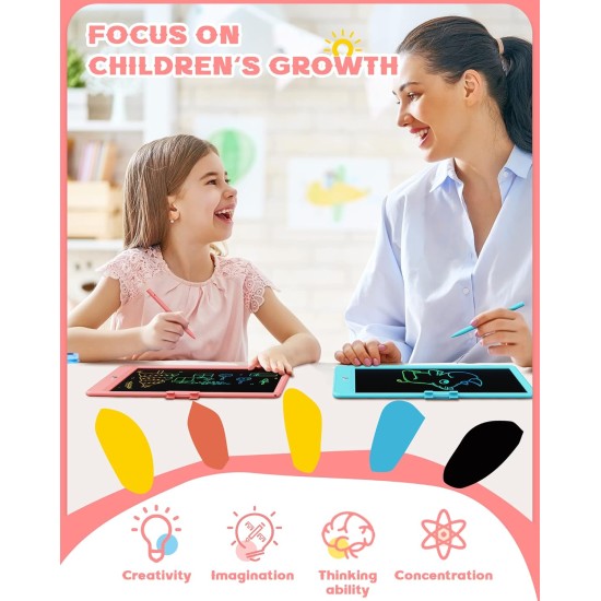 Bravokids Tablette d'écriture LCD 10 pouces pour enfants de 3 à 8 ans – Bloc de dessin électronique et tableau de gribouillage comme cadeaux d'anniversaire éducatifs pour filles et garçons (rose)