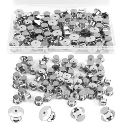 Lot de 70 fermoirs à broches de verrouillage en métal pour épingles en émail, supports de broches sécurisés pour badges, objets de collection, broche de vêtements (argent)