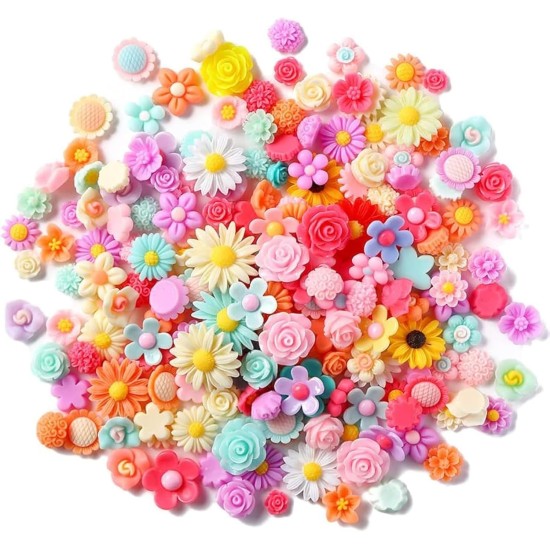 X Hot Popcorn Flatback Résine Fleur Charmes Aléatoire Slime Charms Flatback Cabochons Marguerite Embellissement pour DIY Scrapbooking Pince À Cheveux Décor De Coque De Téléphone