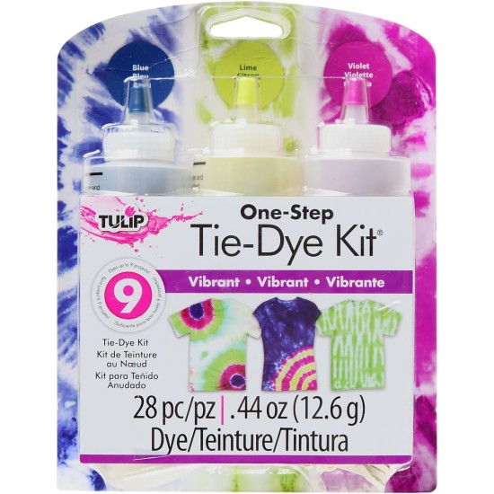 Kit de teinture pour tissu Tulip Tie, vibrant, 3 couleurs, 0,44 oz