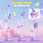 Machine de karaoké sur pied pour enfants, jouets chantants, cadeaux pour filles et garçons de 3, 4, 5, 6, 7, 8 ans, microphone rechargeable, haut-parleur Bluetooth avec 2 micros sans fil pour filles de 4 à 6 ans, jouet de fête d'anniversaire