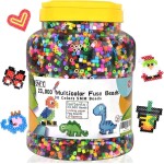 Inscraft Kit de 23 000 perles à repasser pour travaux manuels pour enfants, 30 couleurs de perles en fer avec 3 panneaux perforés, 5 papiers à repasser, 10 motifs, cadeaux pour anniversaire, Noël, kit de recharge en vrac de perles fondantes multicolores d