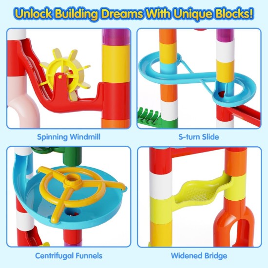 Jouet de course à billes, 110 pièces, kit de labyrinthe en marbre, jouet d'apprentissage éducatif pour enfants, blocs de construction de chemin de fer de construction de course Mable avec 60 billes, cadeau d'anniversaire pour garçons et filles de 3, 4, 5, Jouet de course à billes, 110 pièces, kit de labyrinthe en marbre, jouet d'apprentissage éducatif pour enfants, blocs de construction de chemin de fer de construction de course Mable avec 60 billes, cadeau d'anniversaire pour garçons et filles de 3, 4, 5,