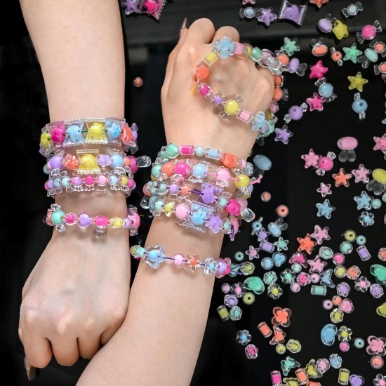 200 g + bonbons en vrac assortis de jolies perles Kandi pour la fabrication de bijoux, kit de fabrication de bracelets, fournitures artisanales, perles de charme (mélange II)