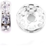 Allb 100 pièces rondelles entretoises 8mm plaqué argent cristal tchèque strass pour la fabrication de bijoux perles en vrac pour Bracelets