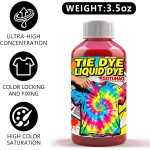 DUTOHAO Tie Dye Teinture Liquide, Colorants de Tissu concentrés Rouges, Colorants créatifs de 3,5 Fl.oz pour la Maison pour Les Arts et l'artisanat, Art de Tissu DIY(Rouge, 3,5 fl oz / 100 ml)