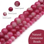 Perles en pierre naturelle tourmaline pastèque de 6 mm pour la fabrication de bijoux, 65 pierres précieuses rondes en vrac pour bracelet et collier 38,1 cm