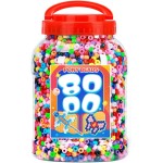 Bundooraking Lot de 8 000 perles de poney en vrac, perles en plastique colorées pour bracelets, fabrication de bijoux, travaux manuels, tressage de cheveux, porte-clés et projets de bricolage avec poignée seau de rangement (6 x 9 mm)