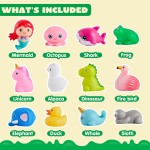 JOYIN 12 PCS Jouets de Bain Lumineux, Jouet de Sirène de Baignoire à LED Coloré Clignotant pour Tout-Petit, Cadeaux de Douche en Caoutchouc Flottants pour le Bain de Bébé pour Bébés Enfants Filles Saint-Valentin Panier de Pâques