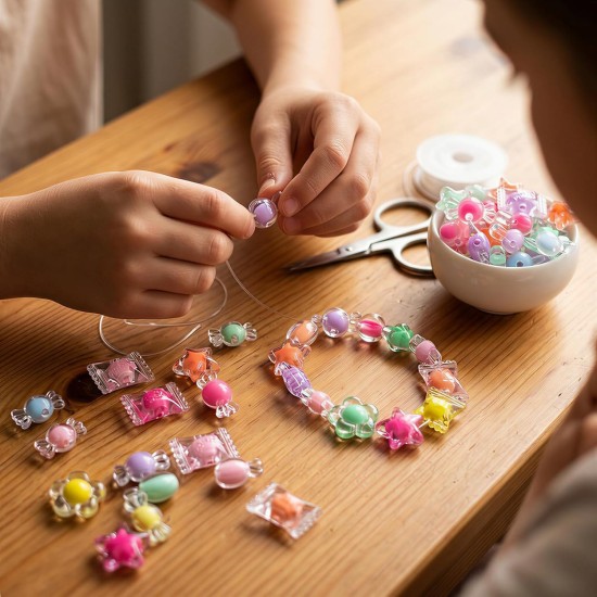 200 g + bonbons en vrac assortis de jolies perles Kandi pour la fabrication de bijoux, kit de fabrication de bracelets, fournitures artisanales, perles de charme (mélange II)