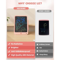 Tablette d'écriture LCD 10 pouces, jouets pour garçons et filles de 3, 4, 5, 6, 7, 8, 9, 10 ans, tablette à dessin colorée, cadeau pour garçons et tout-petits âgés de 3 à 12 ans, tableau mémo, blocs-notes avec cordon (rose)