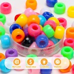 Bundooraking Lot de 8 000 perles de poney en vrac, perles en plastique colorées pour bracelets, fabrication de bijoux, travaux manuels, tressage de cheveux, porte-clés et projets de bricolage avec poignée seau de rangement (6 x 9 mm)