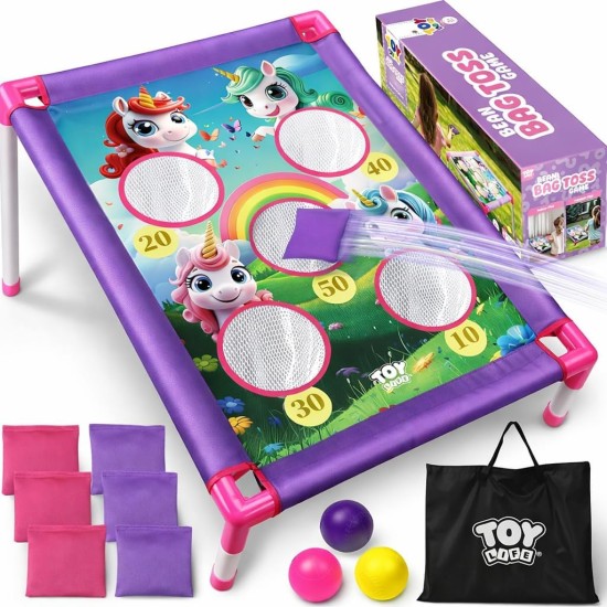 TOY Life Jeu de lancer de poufs, jeux de fête de carnaval, ensemble de cornhole pour enfants, jeux d'extérieur, jouets d'extérieur pour enfants âgés de 4 à 8 ans, jouets d'extérieur pour les tout-petits de 3 à 5 ans, cadeaux pour filles et garçons de 3, 4