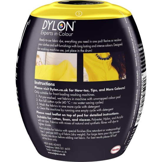 Dylon - Dosettes de teinture pour machine, 350 g, jaune tournesol