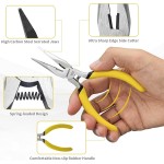 BOOSDEN Lot de 5 petites pinces à bec effilé de 12,7 cm, pinces à bec long de précision avec coupe latérale et ressort, mini pinces à pointe fine pour la fabrication de bijoux pour l'électronique, l'artisanat, le bricolage, les perles, le modélisme