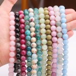 Perles en pierre naturelle tourmaline pastèque de 6 mm pour la fabrication de bijoux, 65 pierres précieuses rondes en vrac pour bracelet et collier 38,1 cm