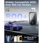 Adaptateur CarPlay sans fil pour Apple iPhone (mise à niveau 2026) - Convertissez CarPlay filaire en adaptateur sans fil CarPlay, connexion stable compatible avec les véhicules CarPlay filaires OEM et iOS 10+ (noir)
