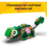 LEGO Creator 31377 Tortue 3 en 1 avec une fleur de nénuphar pour filles et garçons – Les enfants construisent une figurine de caméléon, de grenouille ou de tortue – Idée cadeau pour les amoureux des animaux, à partir de 7 ans – 31377