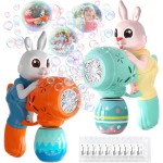 Pistolets à bulles pour les tout-petits, 2 machines à bulles en forme de lapin pour enfants, souffleur à bulles automatique avec 10 solutions de bulles, jouets d'extérieur, paniers de Pâques, cadeaux pour garçons et filles de 3, 4, 5, 6, 7, 8 ans