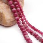 Perles en pierre naturelle tourmaline pastèque de 6 mm pour la fabrication de bijoux, 65 pierres précieuses rondes en vrac pour bracelet et collier 38,1 cm