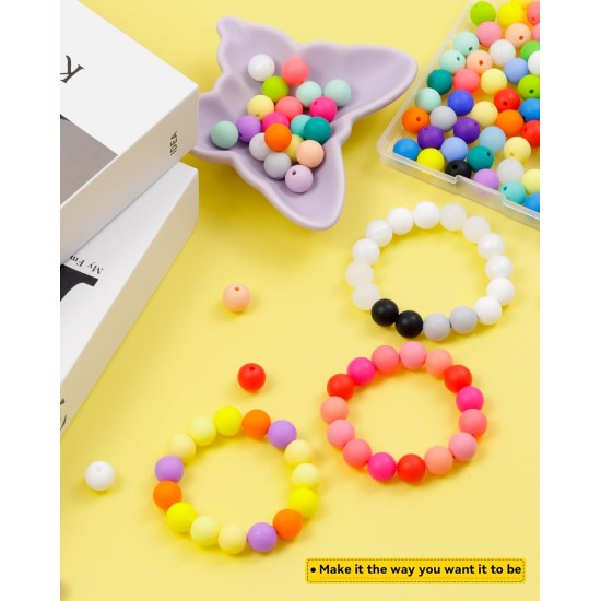 180 pièces FIVEIZERO perles en silicone – 30 couleurs perles rondes en caoutchouc de 12 mm en vrac pour l'artisanat de bricolage, accessoires de porte-clés et fabrication de bijoux