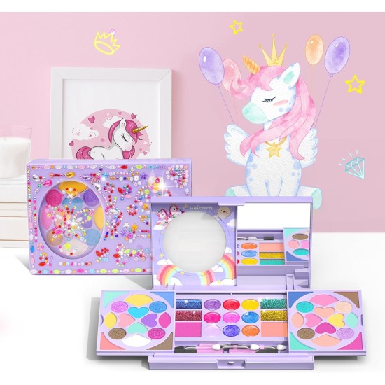 Kit de maquillage pour enfants pour filles, véritable cosmétique lavable, cadeaux d'anniversaire pour filles de 3 ans et plus, jouets de simulation pour filles de 4-6, 6-8, 8-10 ans, non toxique Kit de maquillage pour enfants pour filles, véritable cosmétique lavable, cadeaux d'anniversaire pour filles de 3 ans et plus, jouets de simulation pour filles de 4-6, 6-8, 8-10 ans, non toxique