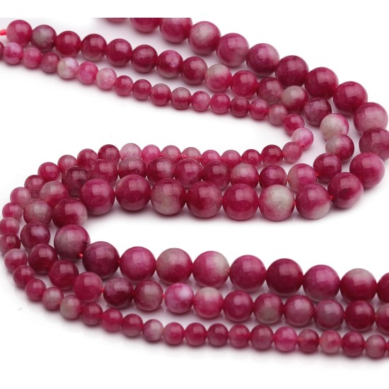 Perles en pierre naturelle tourmaline pastèque de 6 mm pour la fabrication de bijoux, 65 pierres précieuses rondes en vrac pour bracelet et collier 38,1 cm