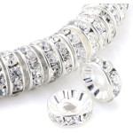 Allb 100 pièces rondelles entretoises 8mm plaqué argent cristal tchèque strass pour la fabrication de bijoux perles en vrac pour Bracelets