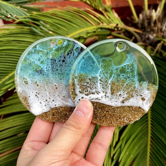 RESINWORLD Ensemble de 25 cavités de moules en silicone à cercle plat brillant de grande, moyenne et petite taille, boucles d'oreilles rondes percées, pendentif, porte-clés, moule en résine pour étiquette d'animal de compagnie